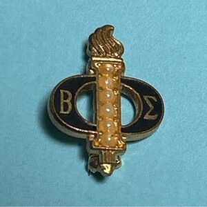 Fraternity-Sorority Pin w/seed pearls with Greek symbols